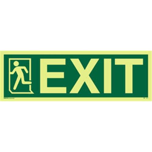 Photoluminscent Exit Sign + Running Man Symbol On Left