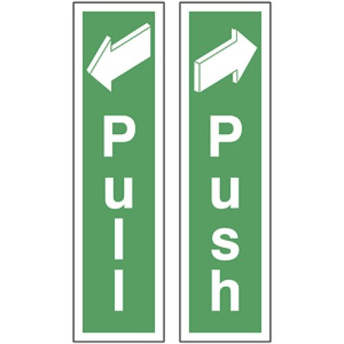 Photoluminscent Pull + Push Sign With Backward Arrow & Forward Arrow Sign