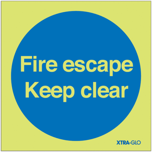 Fire Escape Keep Clear-Photoluminscent