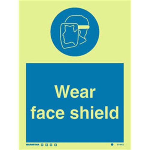 Photoluminscent- Wear Face Shield Protection Sign