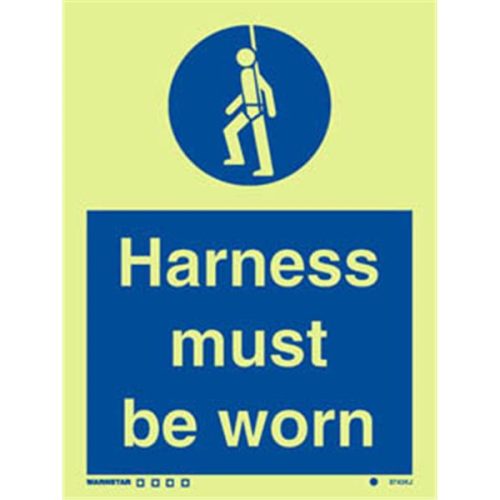 Photoluminscent – Harness Must Be Worn Sign