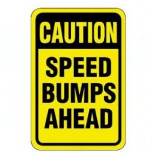 Caution Speed Bumps Ahead Sign