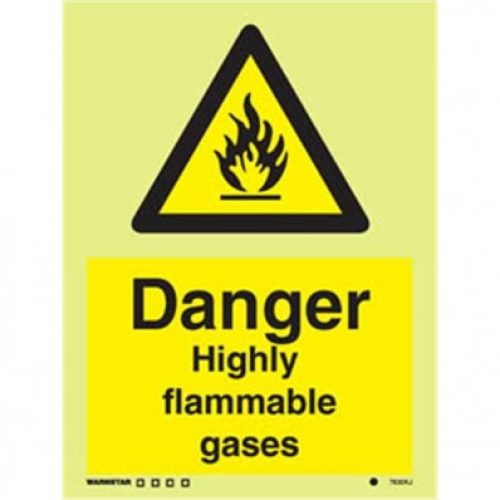 Danger Highly flammable gases signs- Photoluminscent