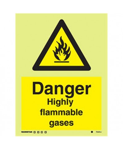 Danger Highly flammable gases signs- Photoluminscent