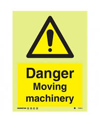 Danger moving machinery sign-Photoluminscent