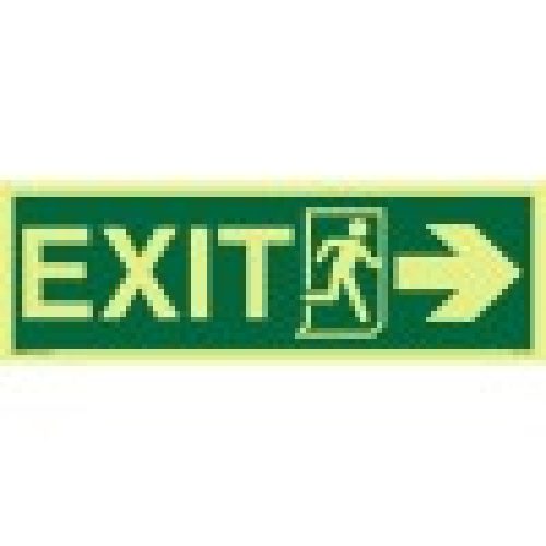 Exit sign + Running Man symbol + Arrow Right-Photoluminscent