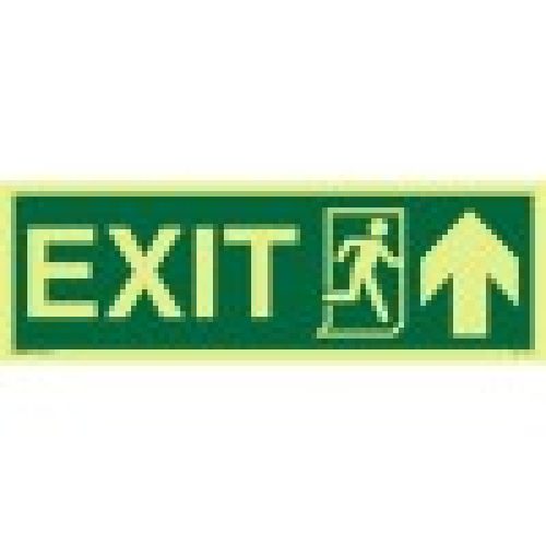 Exit Sign-Running Man Symbol-Arrow Up On Right-Photoluminscent