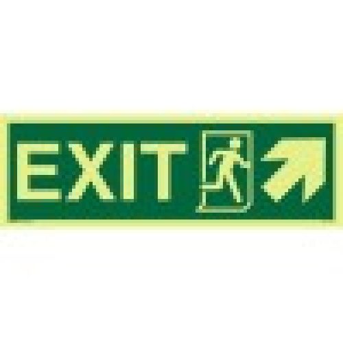 Exit Sign+Running Man Symbol + Arrow Diagonally Up Right-Photoluminscent