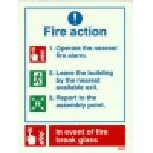 Fire Action Sign-Photoluminscent