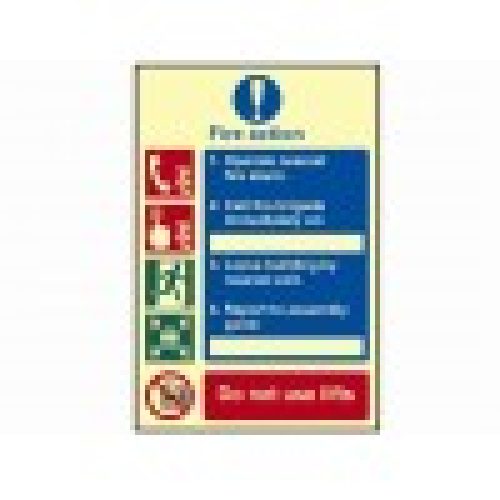 Fire Action Sign-Photoluminscent