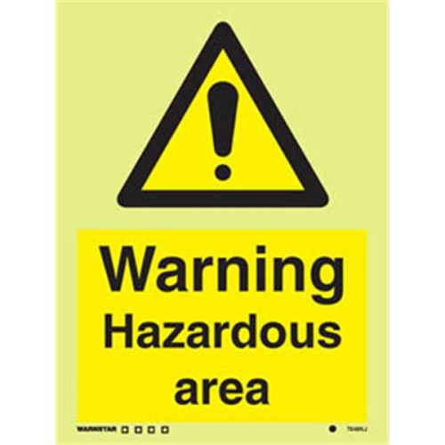 Photoluminscent- Warning Hazardous Area sign